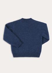 Horse Motif Jacquard Knitted Jumper in Navy (2-10yrs) Knitwear from Pepa London