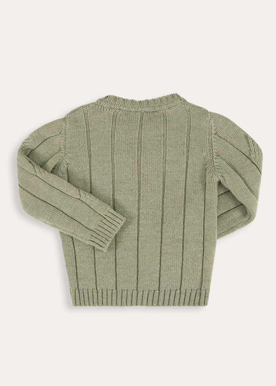 Cable Knit Jumper in Green (3-10yrs) Knitwear from Pepa London