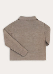Knitted Toggle Fastening Cardigan in Beige (12mths-10yrs) Knitwear from Pepa London