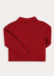 Knitted Toggle Fastening Cardigan in Red (12mths-10yrs) Knitwear from Pepa London