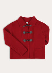 Knitted Toggle Fastening Cardigan in Red (12mths-10yrs) Knitwear from Pepa London