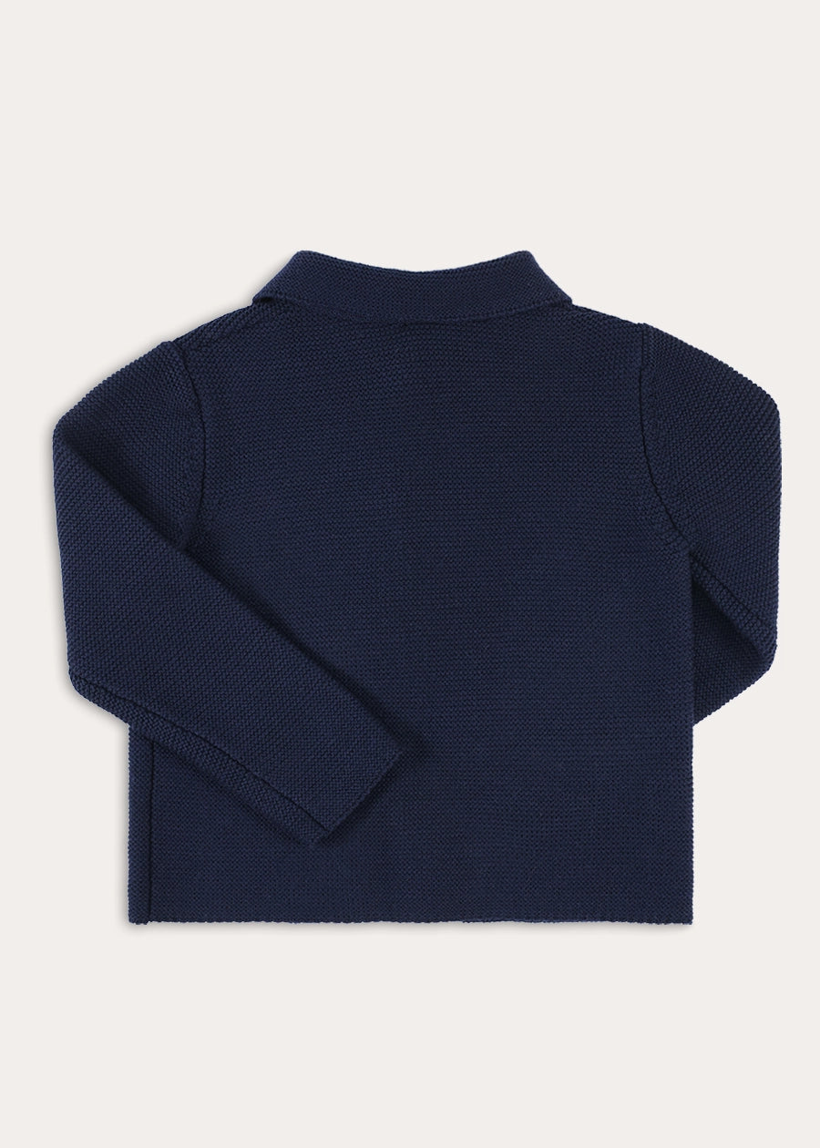 Knitted Toggle Fastening Cardigan in Navy (12mths-10yrs) Knitwear from Pepa London