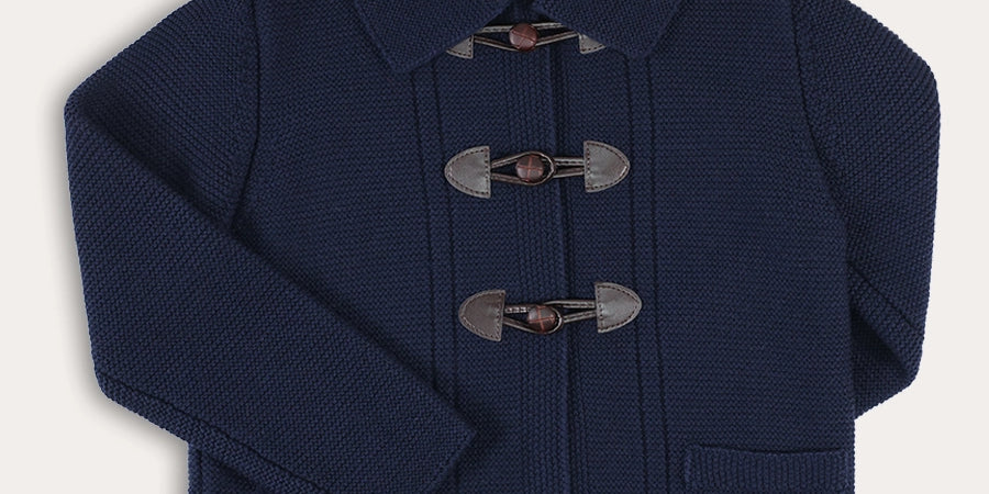 Knitted Toggle Fastening Cardigan in Navy (12mths-10yrs) Knitwear from Pepa London