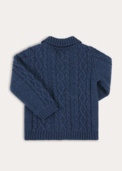 Cable Knit Cardigan in Navy (2-10yrs) Knitwear from Pepa London