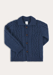 Cable Knit Cardigan in Navy (2-10yrs) Knitwear from Pepa London
