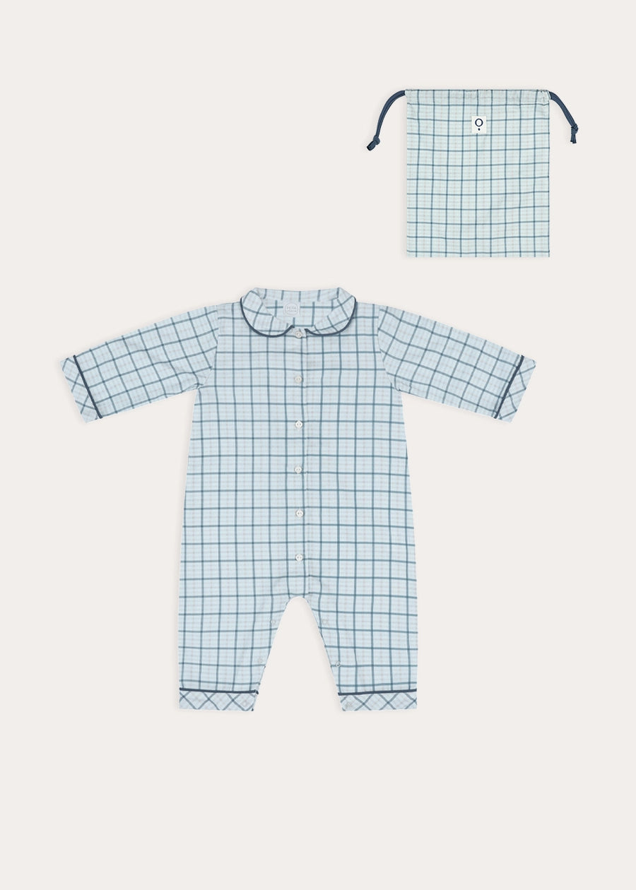 Wentworth Check All-In-One in Blue (6mths-3yrs) Nightwear from Pepa London