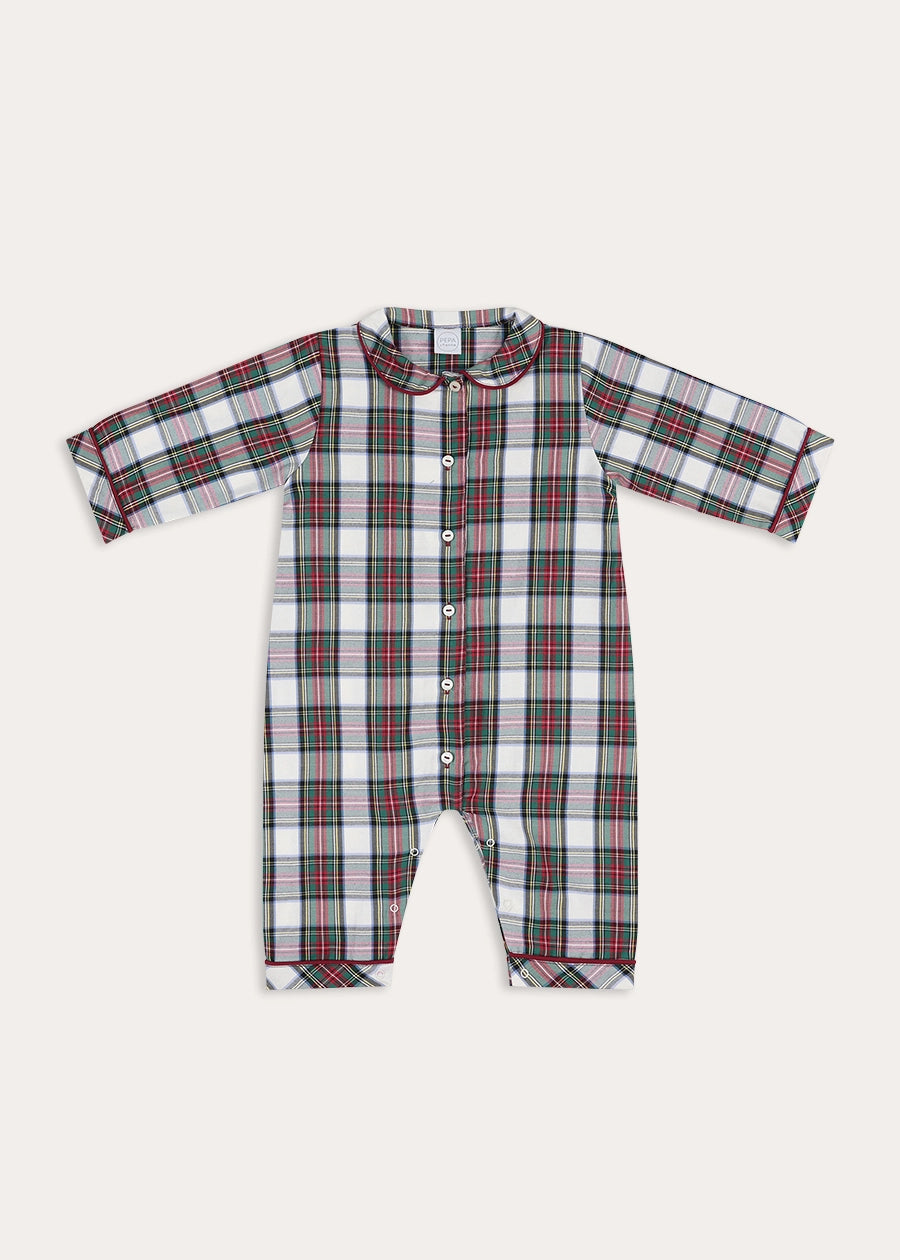Winterberry Tartan All-In-One in Red (6mths-3yrs) Nightwear from Pepa London