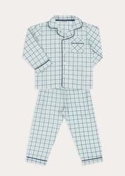 Wentworth Check Long Sleeve Pyjamas in Blue (2-10yrs) Nightwear from Pepa London