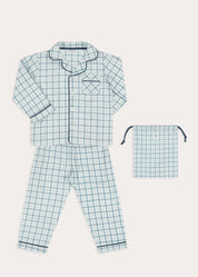 Wentworth Check Long Sleeve Pyjamas in Blue (2-10yrs) Nightwear from Pepa London