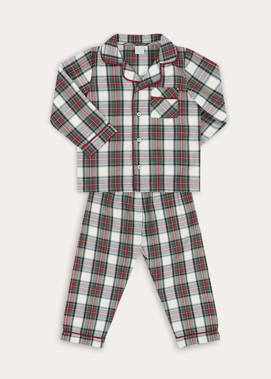 Winterberry Tartan Long Sleeve Pyjamas in Red (2-10yrs) Nightwear from Pepa London