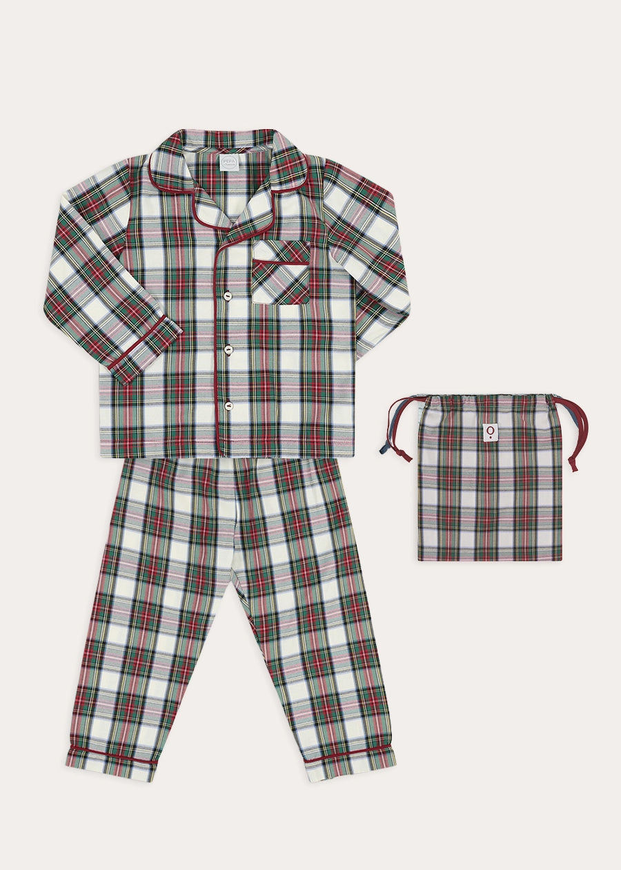 Winterberry Tartan Long Sleeve Pyjamas in Red (2-10yrs) Nightwear from Pepa London
