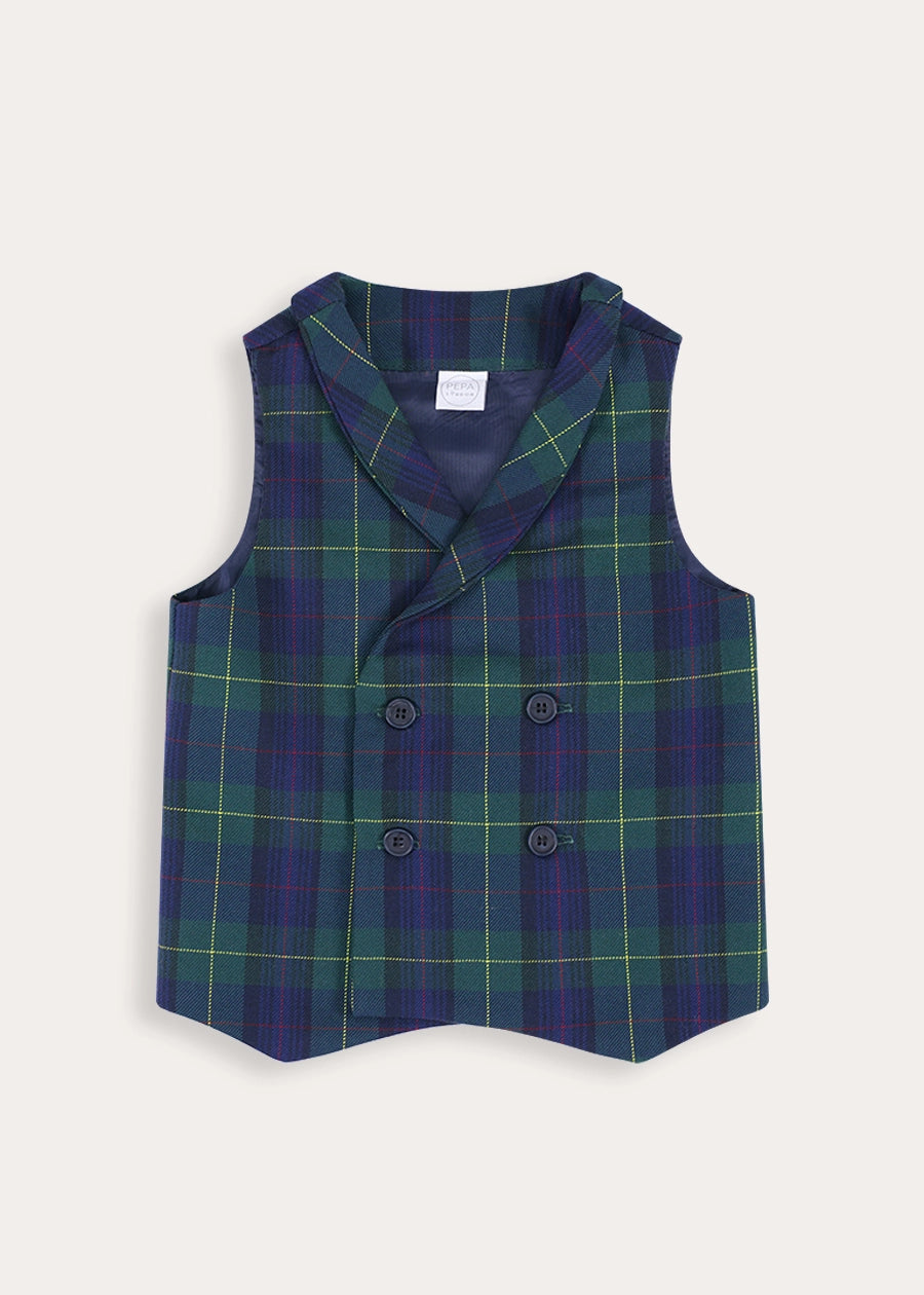 Radley Tartan Waistcoat in Green (4-10yrs) Coats from Pepa London