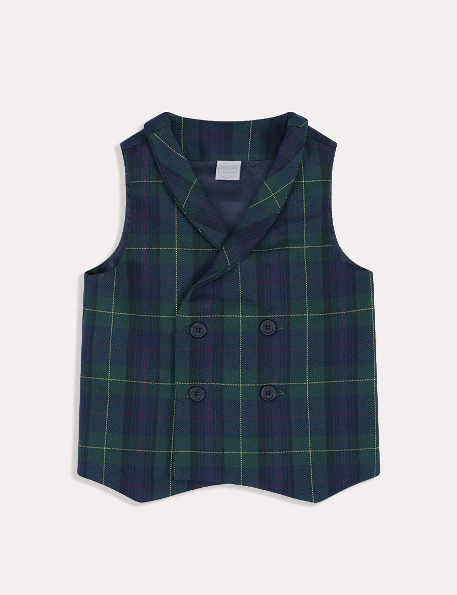 Radley Tartan Waistcoat in Green (4-10yrs) Coats from Pepa London