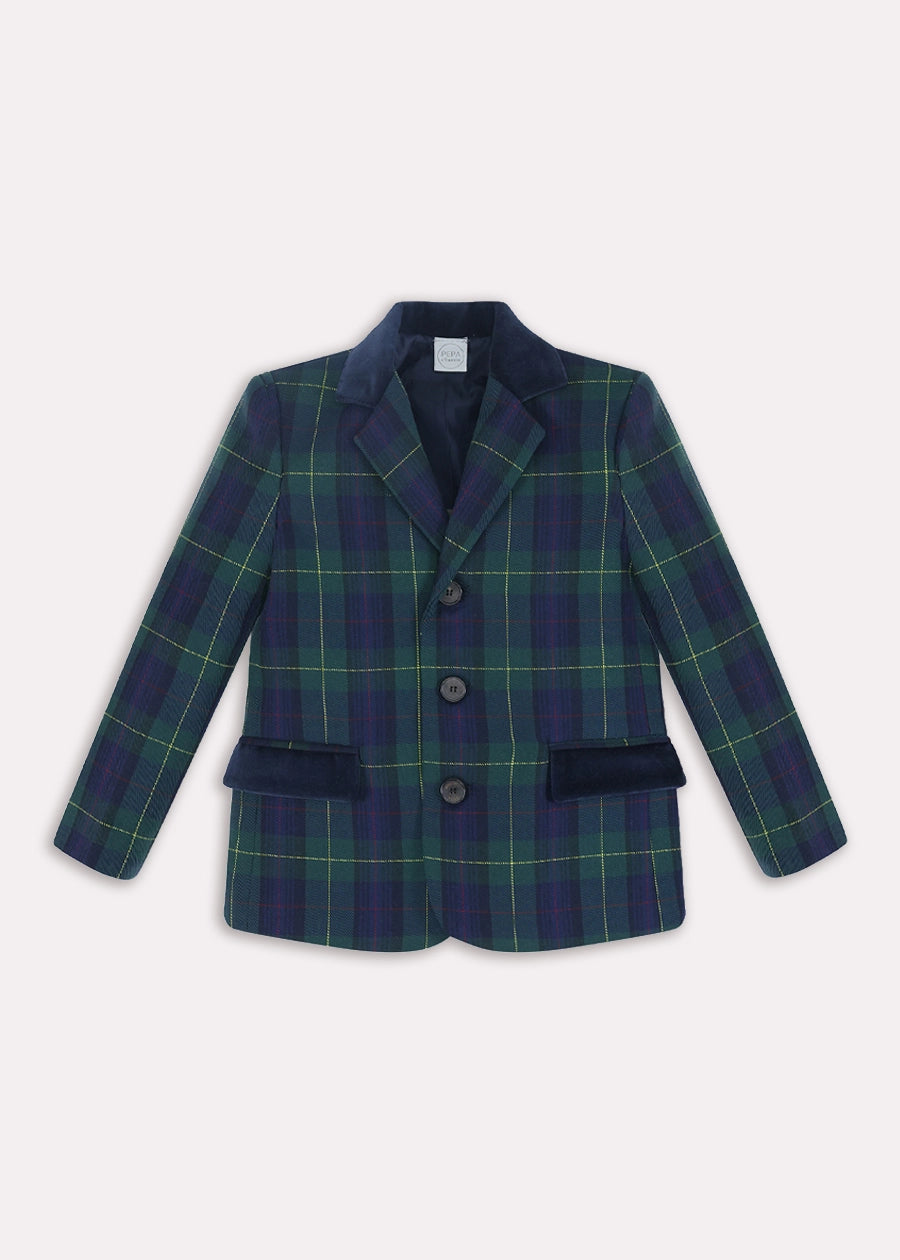 Radley Tartan Tailored Blazer in Green (4-10yrs) Coats from Pepa London