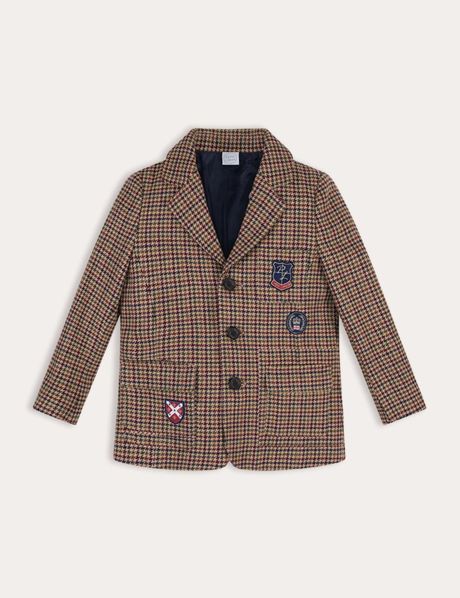 Glenmore Houndstooth Tailored Blazer in Brown (4-10yrs) Coats from Pepa London