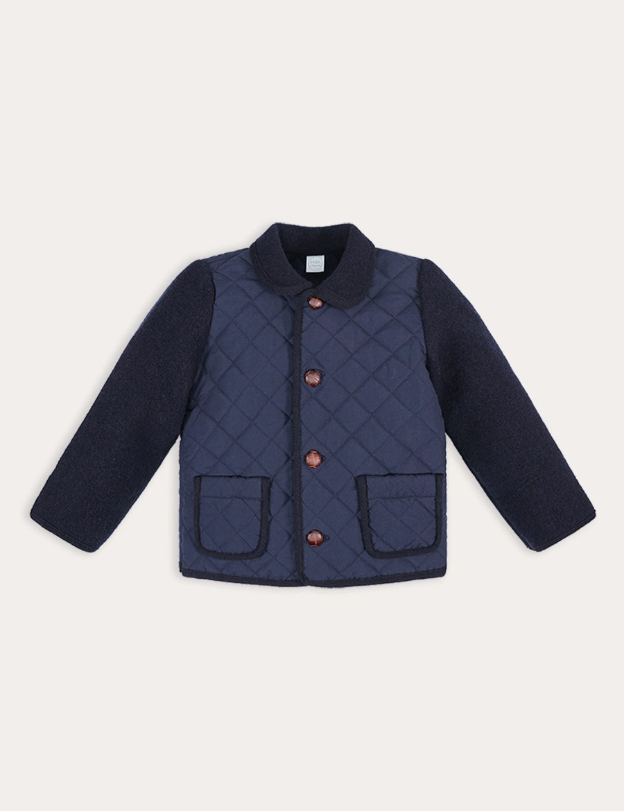 Quilted Long Sleeve Jacket in Navy (2-10yrs) Coats from Pepa London