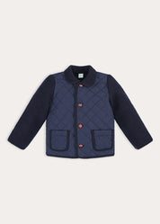 Quilted Long Sleeve Jacket in Navy (2-10yrs) Coats from Pepa London