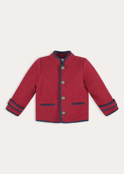 Austrian Single Breasted Constrast Trim Jacket in Burgundy (3-10yrs) Coats from Pepa London