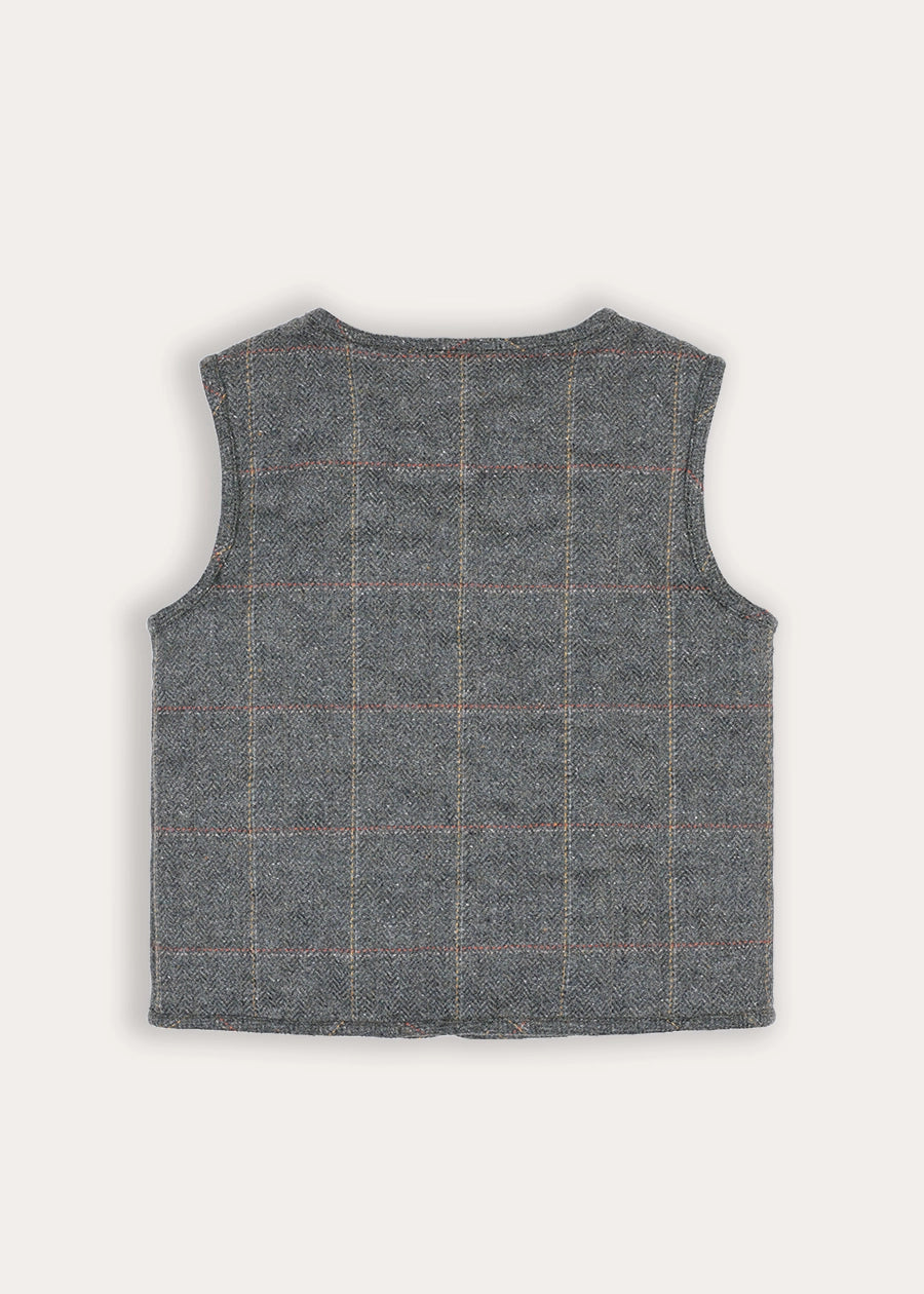 Harrington Check Quilted Vest in Brown (4-10yrs) Coats from Pepa London