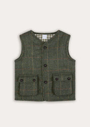 Harrington Check Quilted Vest in Brown (4-10yrs)