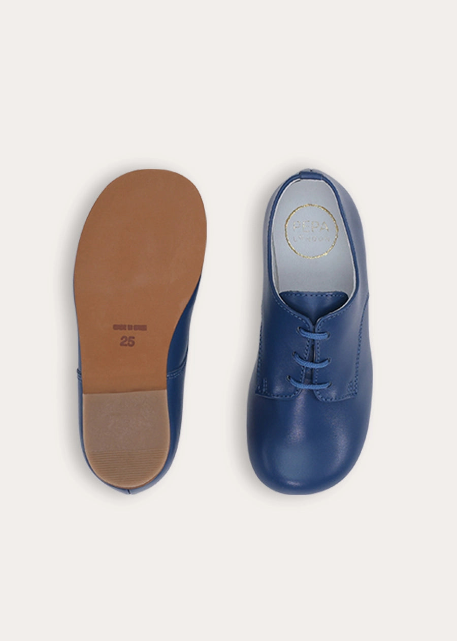 Leather Lace Up Shoes in Petrol Blue (24-36EU) Shoes from Pepa London