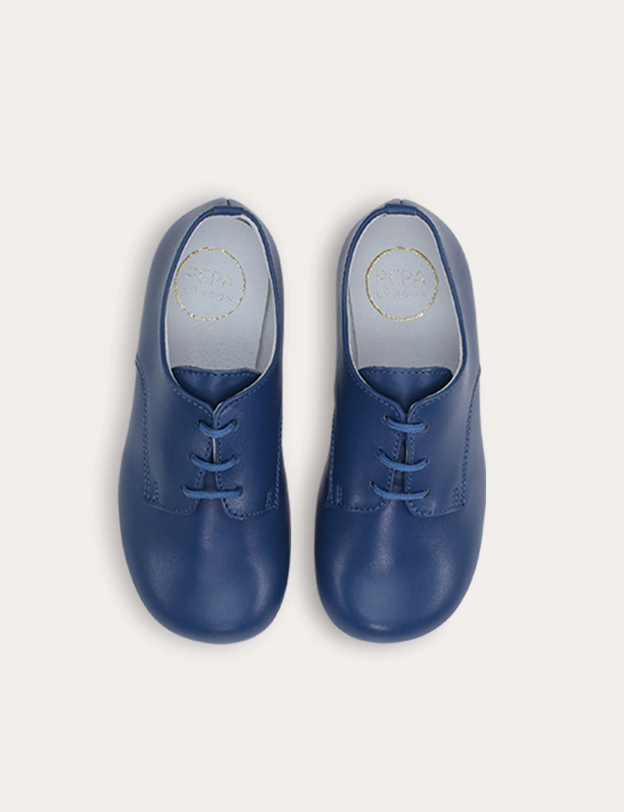 Leather Lace Up Shoes in Petrol Blue (24-36EU) Shoes from Pepa London