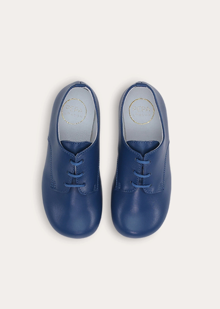 Leather Lace Up Shoes in Petrol Blue (24-36EU) Shoes from Pepa London