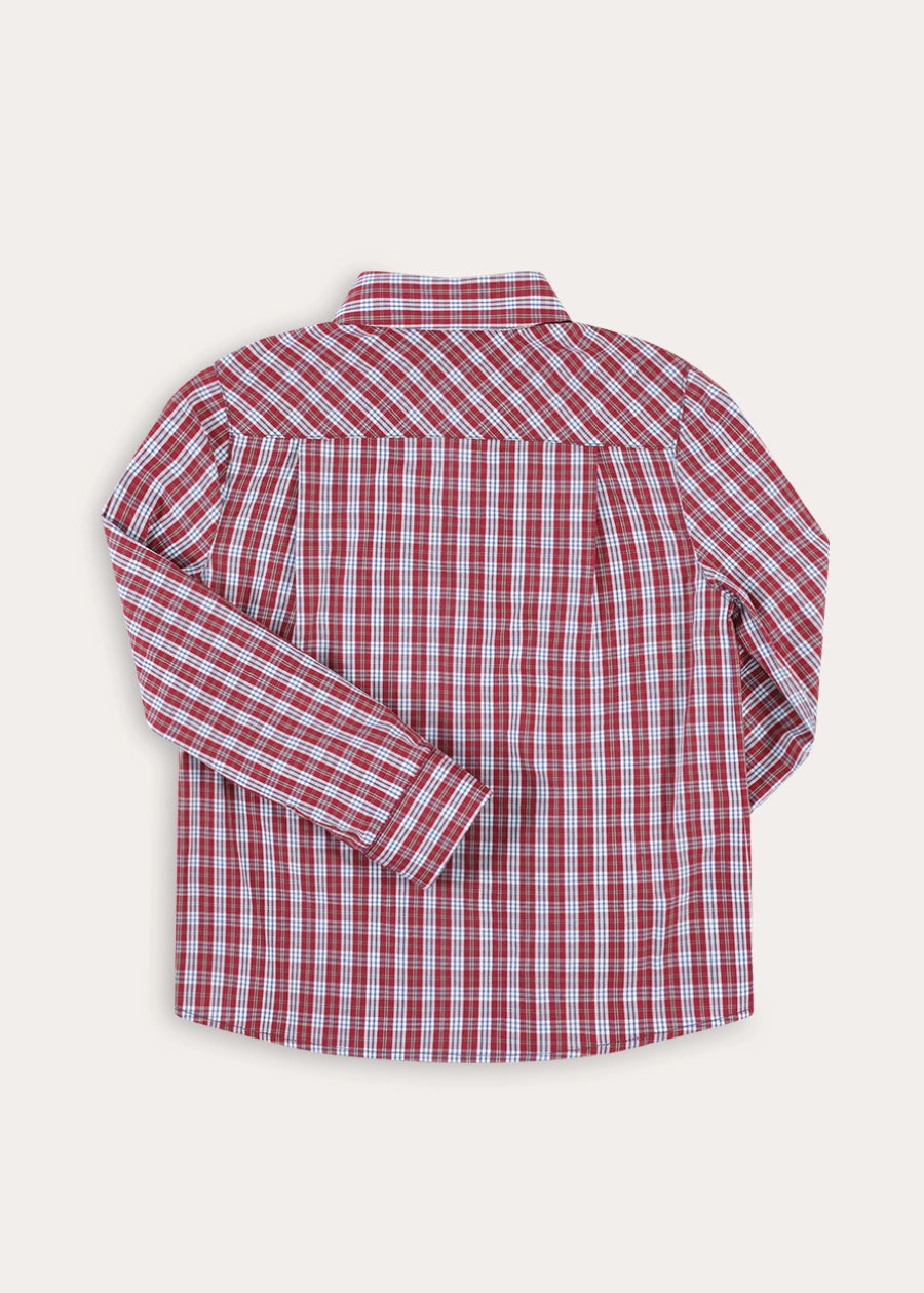 Arlington Check Oxford Collar Shirt in Burgundy (2-10yrs) SHIRTS from Pepa London