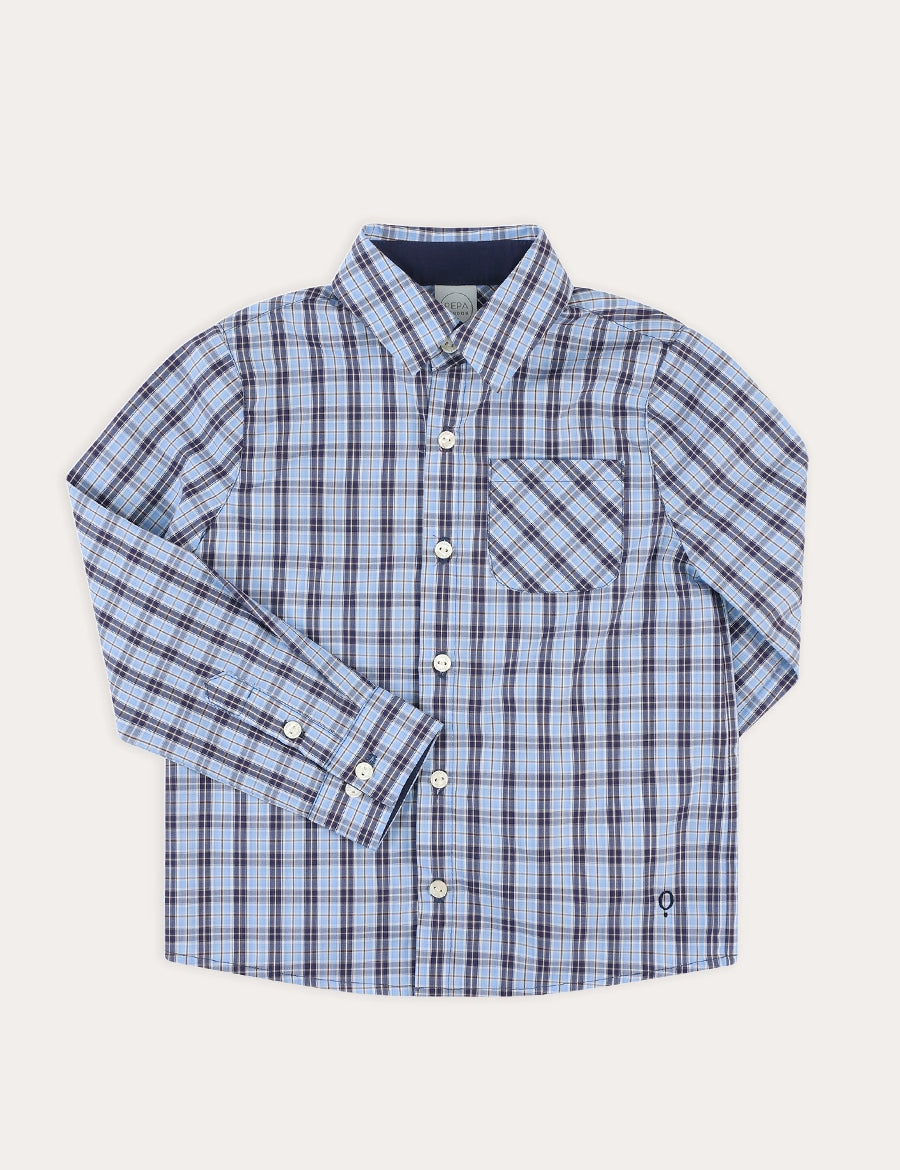 Kingsley Check Oxford Collar Shirt in Blue (2-10yrs) SHIRTS from Pepa London