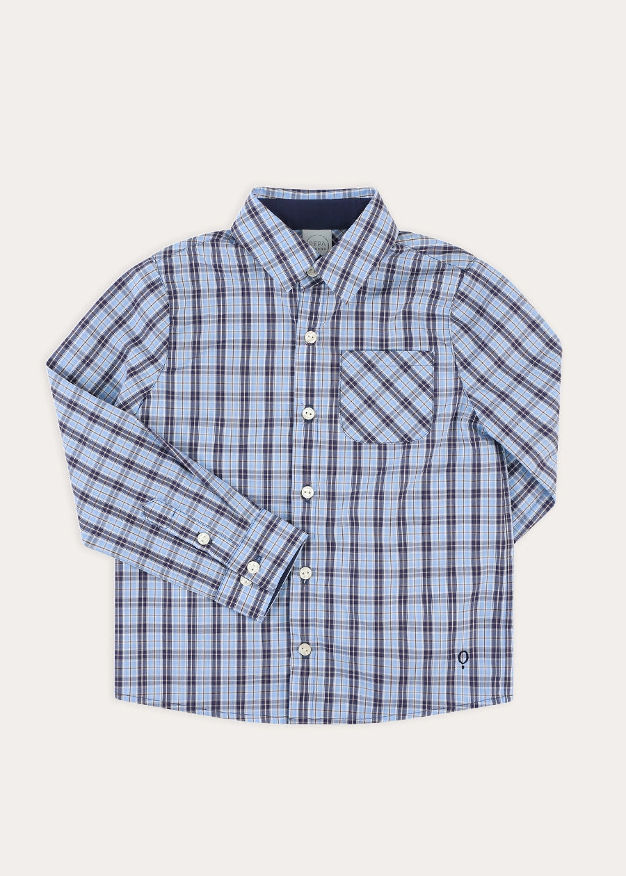 Kingsley Check Oxford Collar Shirt in Blue (2-10yrs) SHIRTS from Pepa London