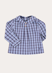 Kingsley Check Peter Pan Collar Shirt in Blue (18mths-4yrs) SHIRTS from Pepa London