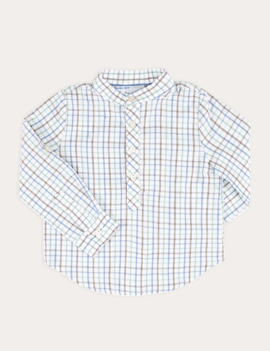 Beaumont Check Long Sleeve Shirt in Blue (18mths-10yrs) SHIRTS from Pepa London