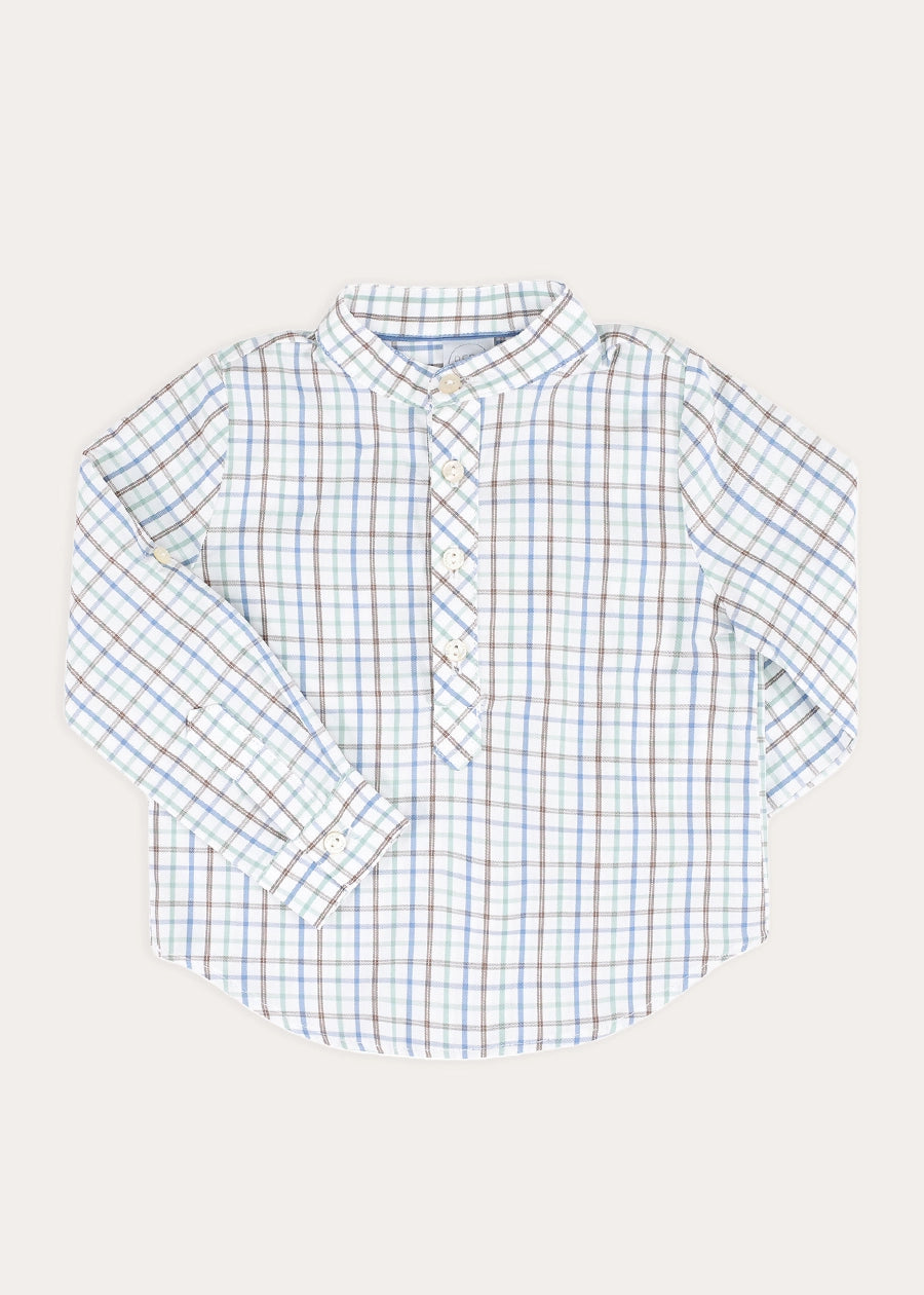 Beaumont Check Long Sleeve Shirt in Blue (18mths-10yrs) SHIRTS from Pepa London