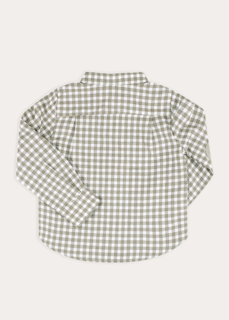 Westbury Gingham Elbow Patch Detail Shirt in Green (18mths-10yrs) SHIRTS from Pepa London