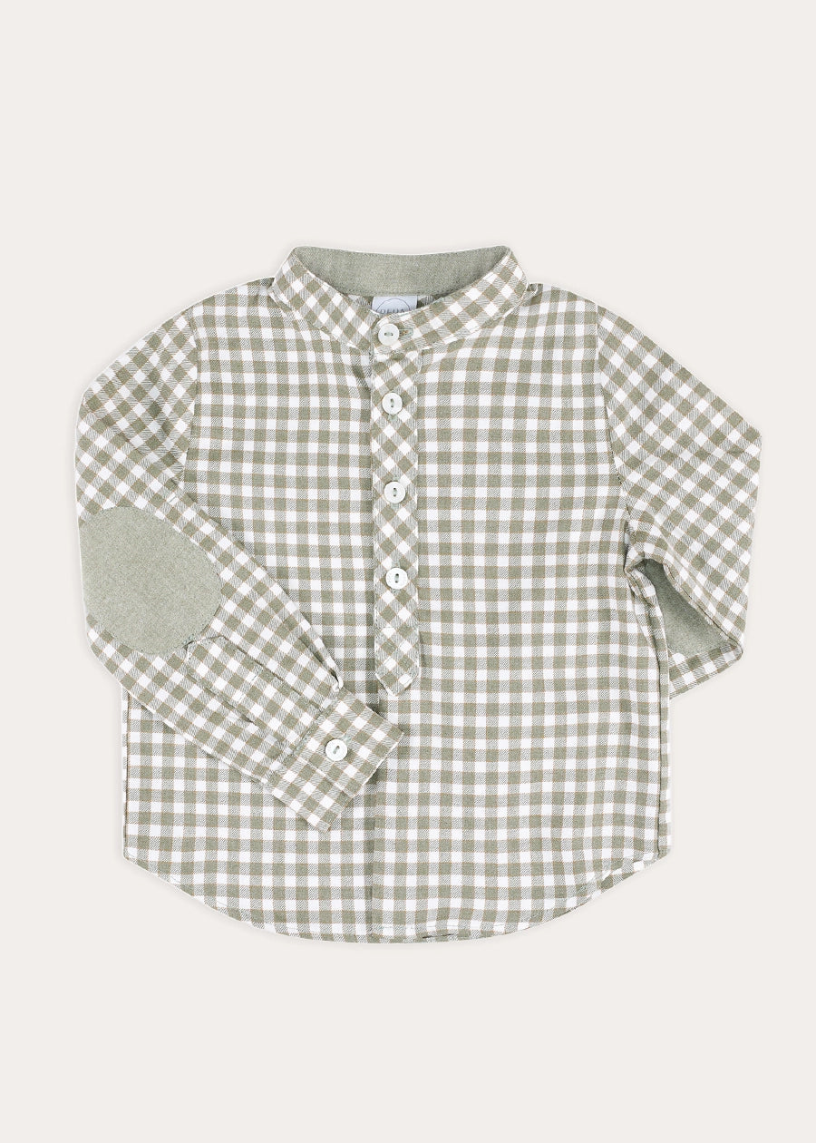 Westbury Gingham Elbow Patch Detail Shirt in Green (18mths-10yrs) SHIRTS from Pepa London