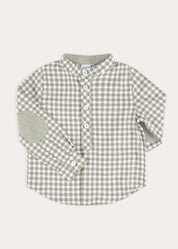 Westbury Gingham Elbow Patch Detail Shirt in Green (18mths-10yrs) SHIRTS from Pepa London