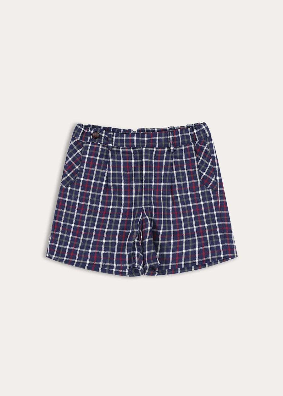 Newton Check Tailored Shorts in Navy (4-10yrs) Shorts from Pepa London