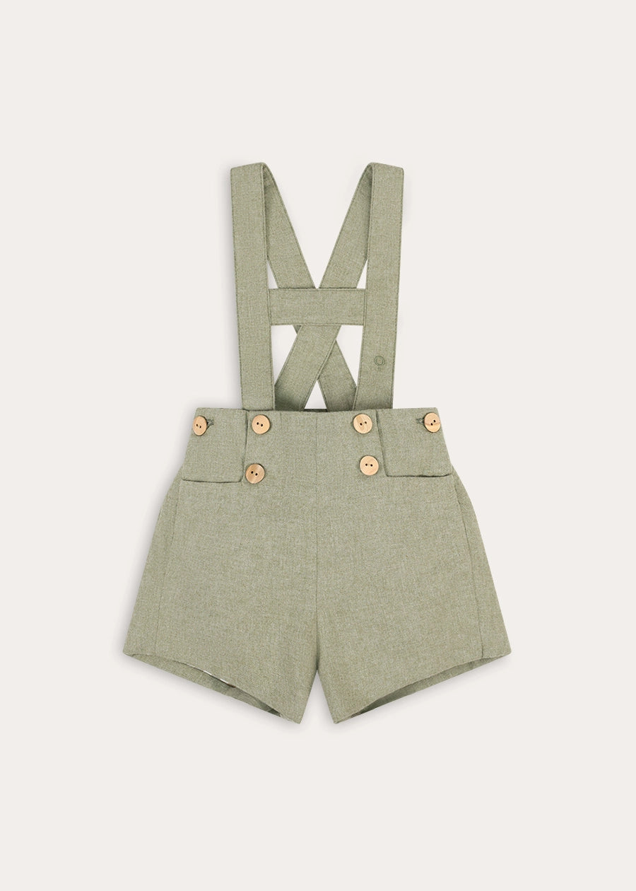 Westbury Gingham Button Detail Shorts in Sage Green (18mths-5yrs) Shorts from Pepa London