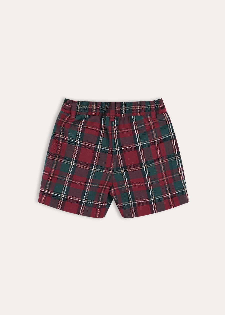 Balmoral Tartan Tailored Shorts in Burgundy (4-10yrs) Shorts from Pepa London