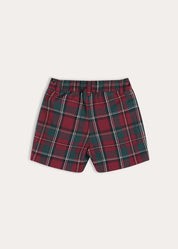 Balmoral Tartan Tailored Shorts in Burgundy (4-10yrs) Shorts from Pepa London