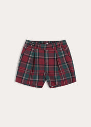 Balmoral Tartan Tailored Shorts in Burgundy (4-10yrs) Shorts from Pepa London