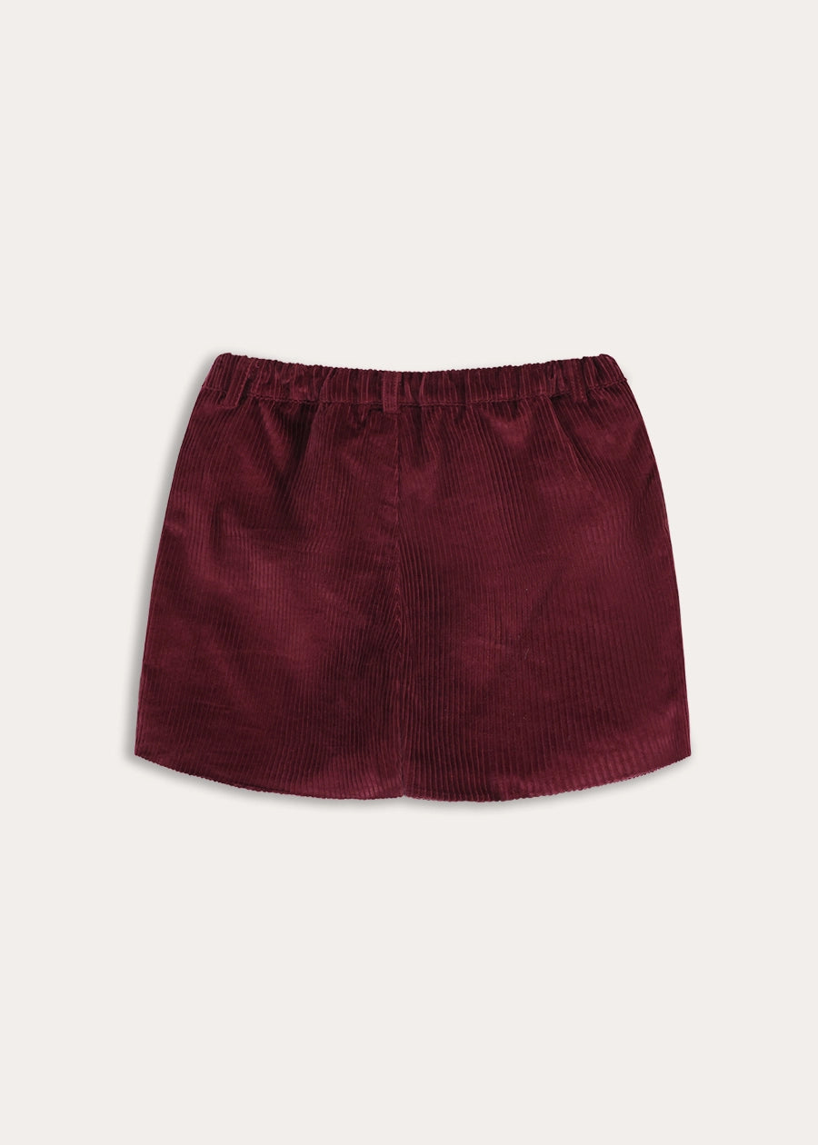 Plain Corduroy Tailored Shorts in Burgundy (4-10yrs) Shorts from Pepa London