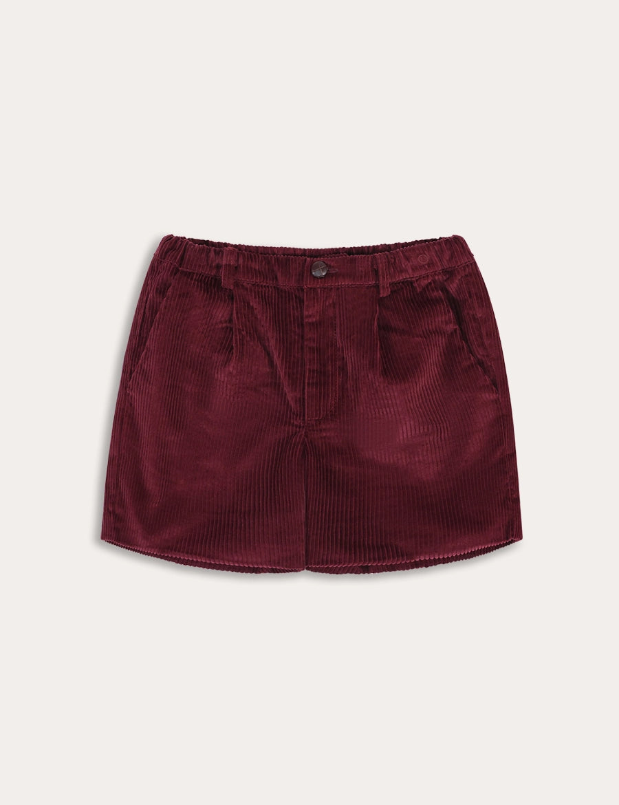 Plain Corduroy Tailored Shorts in Burgundy (4-10yrs) Shorts from Pepa London