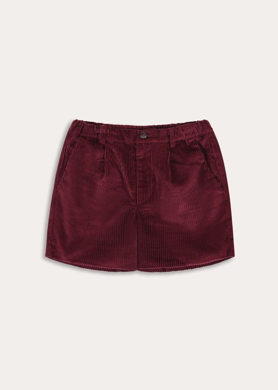 Plain Corduroy Tailored Shorts in Burgundy (4-10yrs) Shorts from Pepa London