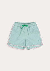Violet Floral Green Striped Swim Shorts in Green (2-10yrs) Swimwear from Pepa London