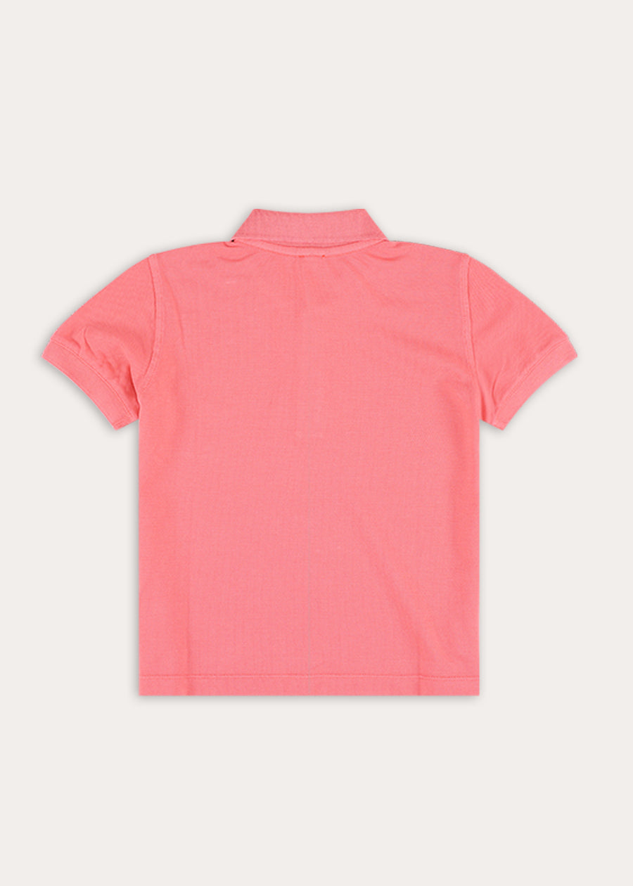Plain Short Sleeve Polo Top in Salmon (2-10yrs) SHIRTS from Pepa London