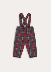 Balmoral Tartan Trousers With Braces in Burgundy (18mths-5yrs) Trousers from Pepa London
