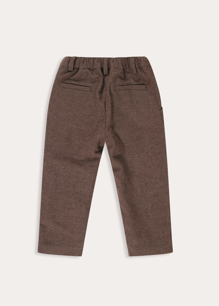 Plain Tailored Trousers in Brown (18mths-5yrs) Trousers from Pepa London