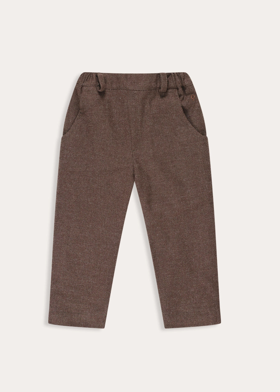 Plain Tailored Trousers in Brown (18mths-5yrs) Trousers from Pepa London