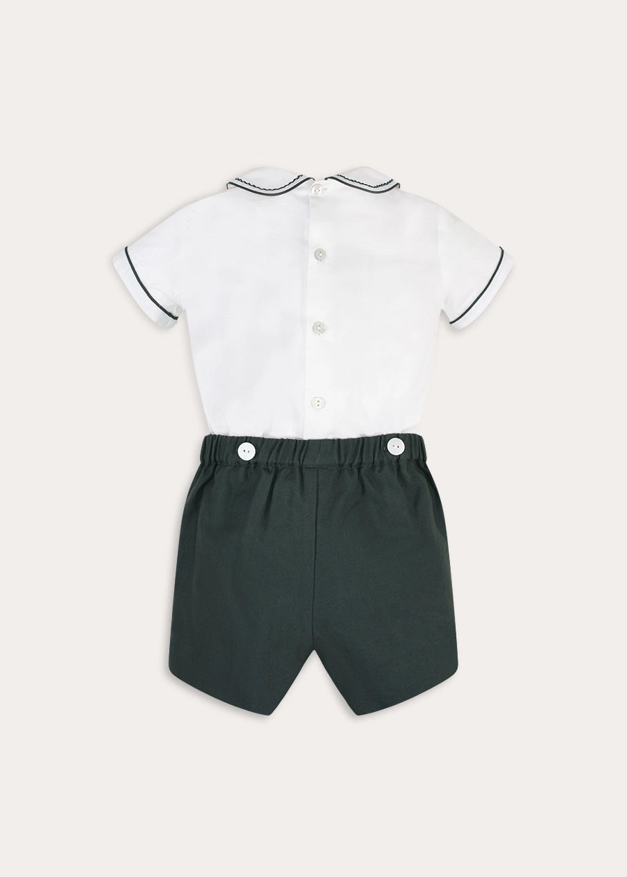 The Icon Hand Smocked Peter Pan Collar Two Piece Set in Green (18mths-6yrs) TWO PIECE SETS from Pepa London